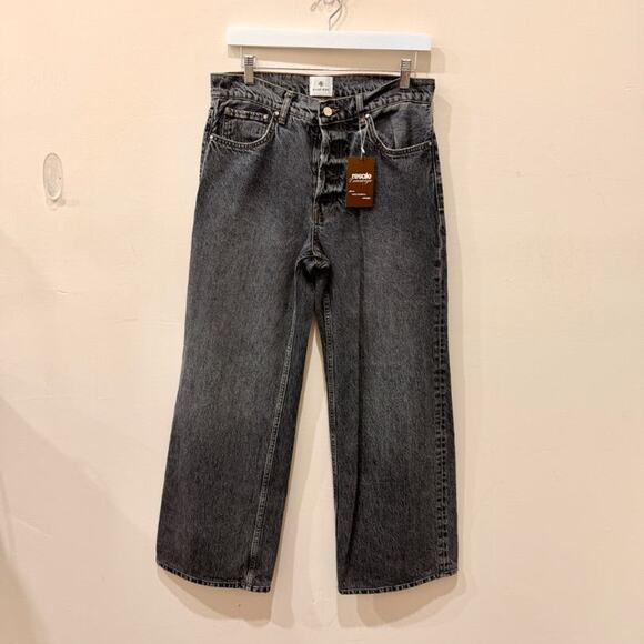 Anine Bing Hugh High Waisted Denim Wide-Leg Jeans Dark Indigo Women's Size 28 - Picture 2 of 6